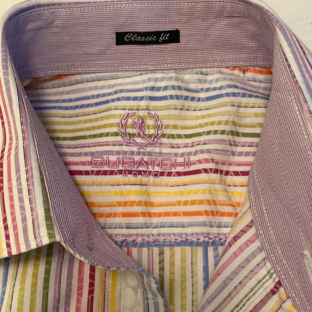 Men’s Bugatchi Multi Color Button Down Long Sleev… - image 4